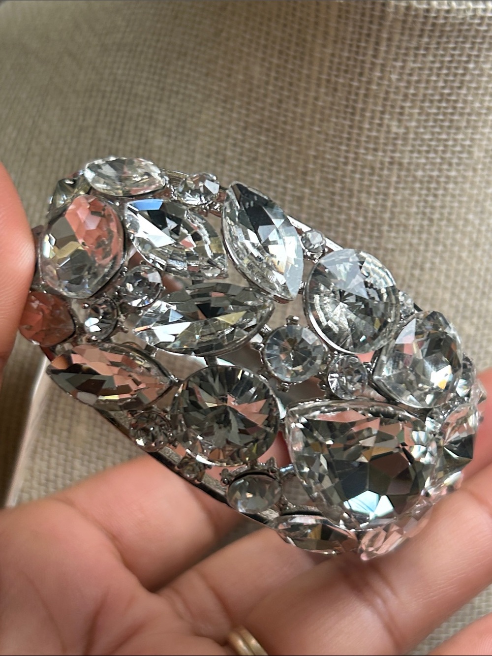 Crystal Statement Cuff Bracelet - Silver Tone